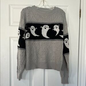 Gray Ghost Pattern Sweater